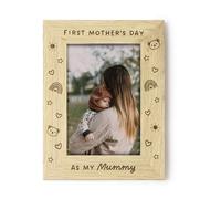 First Mother’s Day Photo Frame 4x6, Engraved Wooden Frame Gift for New Mum, 1st Mothers Day As My Mummy, Present from Baby, Mum Keepsake Picture Frame (Portrait)