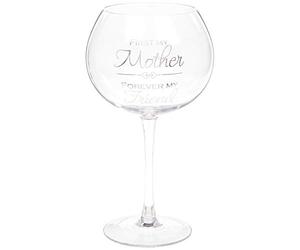 First My Mother Forever My Friend Sentiment Gin Glass with Hearts - 625ml