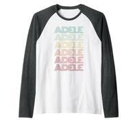 First Name Adele Girl Retro Italian Nametag Groovy 60s 70s Raglan Baseball Tee