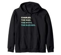 FIRST NAME CHARLES | THE MAN MYTH BLESSED Christian Zip Hoodie