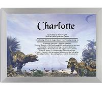First Name Meaning Print - Dinosaurs Design (Silver)