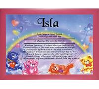 First Name Meanings Print - Rainbow Bears Design Pink Frame