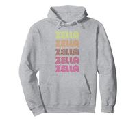 First Name Zella Funky Retro Vintage Disco Design Pullover Hoodie, Adult Unisex, Heather Grey, XX-Large