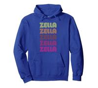First Name Zella Funky Retro Vintage Disco Design Pullover Hoodie, Adult Unisex, Royal Blue, X-Large