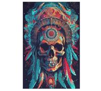 First Nations Skull Jigsaw Puzzles for Adults 1000 Pieces - Kids Wooden Puzzle - Recycled Board Picture 78×53cm