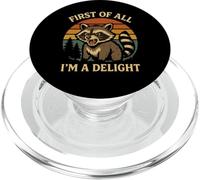 First Of All I’m A Delight Angry Raccoon Retro Sunset PopSockets PopGrip for MagSafe