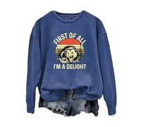 First Of All I m A Delight Round-Neck Shirt Breathable for Women (Blue XXL)