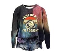 First Of All I m A Delight Round-Neck Sweatshirt for Women (Blue XL)