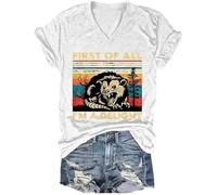 First of All I m A Delight V Neck Tee Tee Top for Women (White L) (L White)