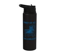 First of All I'm A Delight Angry Cat Retro Sarcasm Humor Stainless Steel Insulated Water Bottle