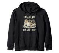 First Of All I'm A Delight Smiling Desert Rain Frog Zip Hoodie