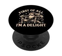 First Of All I'm A Delight Vintage Monkey Funny Humor Chimp PopSockets Adhesive PopGrip