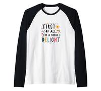 First of All, I'm a Total Delight - Cheerful Fun Quote Raglan Baseball Tee, Men, Black/White, XL