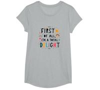 First of All, I'm a Total Delight - Cheerful Fun Quote T-Shirt, Girls, Heather Grey, Medium