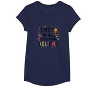 First of All, I'm a Total Delight - Cheerful Fun Quote T-Shirt, Girls, Navy, Medium