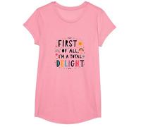 First of All, I'm a Total Delight - Cheerful Fun Quote T-Shirt, Girls, Pink, XS
