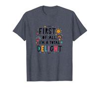 First of All, I'm a Total Delight - Cheerful Fun Quote T-Shirt, Men, Heather Blue, 4XL