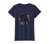 First of All, I'm a Total Delight - Cheerful Fun Quote T-Shirt, Women, Navy, XS