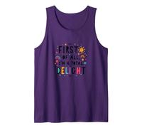 First of All, I'm a Total Delight - Cheerful Fun Quote Tank Top, Men, Purple, L
