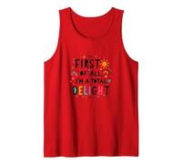 First of All, I'm a Total Delight - Cheerful Fun Quote Tank Top, Men, Red, S