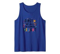 First of All, I'm a Total Delight - Cheerful Fun Quote Tank Top, Men, Royal Blue, S