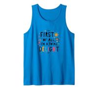 First of All, I'm a Total Delight - Cheerful Fun Quote Tank Top, Men, Sapphire, L