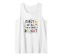 First of All, I'm a Total Delight - Cheerful Fun Quote Tank Top, Men, White, XL