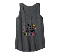 First of All, I'm a Total Delight - Cheerful Fun Quote Tank Top, Women, Dark Heather Grey, L
