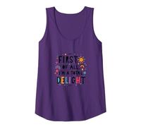 First of All, I'm a Total Delight - Cheerful Fun Quote Tank Top, Women, Purple, XL