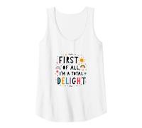 First of All, I'm a Total Delight - Cheerful Fun Quote Tank Top, Women, White, M