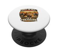 First of All I'm a Treasure - Angry Cat, Retro Design PopSockets Adhesive PopGrip