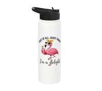 First of All Jesus Thinks I'm A Delight Flamingo Stainless Steel Insulated Water Bottle