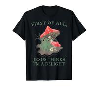 First of All Jesus Thinks I'm a Delight Frog Women Funny Value Graphic T-Shirt, Men, Black, S