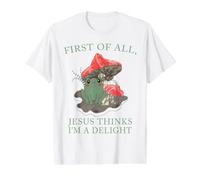 First of All Jesus Thinks I'm a Delight Frog Women Funny Value Graphic T-Shirt, Men, White, XL