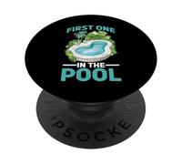 First One In The Pool Swimmer Fast Competitive - PopSockets Adhesive PopGrip