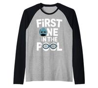 First One in The Pool Swimmer Fast Competitive |- Raglan Baseball Tee