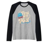 First One in The Pool Swimmer Fast Competitive |- Raglan Baseball Tee