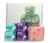 First Period Kit & Emergency Bag for Teens - Sanitary Towels (Day & Night), Hot Water Bottle, Storage Pouch - Menstrual Care Kit