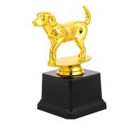 First Place Dog Trophy with Gold Tone Standing Topper and Black Base