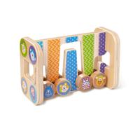 Melissa and Doug First Play Wooden Safari Zig-Zag Tower With 4 Rolling Pieces