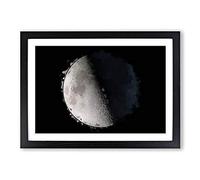First Quarter of The Moon in Abstract Framed Print | A2 Black Framed Wall Art | Ready to Hang | Abstract Space Picture | Living Room Bedroom Lounge Office