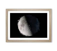 First Quarter of The Moon in Abstract Framed Print | A2 Oak Framed Wall Art | Ready to Hang | Abstract Space Picture | Living Room Bedroom Lounge Office
