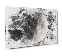 First Quarter of the Moon Watercolour Canvas Print | Gallery Wrapped 30mm Frame Wall Art | 30x20 inches | Ready to Hang | Modern Space Picture | Living Room Bedroom Lounge Office