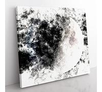 First Quarter of the Moon Watercolour Modern Canvas Wall Art Print Ready to Hang, Framed Picture for Living Room Bedroom Home Office Décor, 50x50 cm (20x20 Inch)