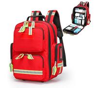 First Responder Bag Trauma Backpack Empty, Medical Emergency Kits Storage Backpacks,Car Emergency Kits with Reflective Pack for EMT, EMS,Police,Firefighters,Safety Officers(Red)