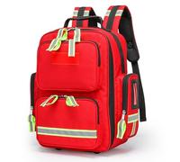 First Responder Bag Trauma Backpack Empty, Medical Supplies Bags, Nurse Bag with Reflective and Rescue Whistle for Home Health Care, Hospice Visit, Travel, or Emergency Event(Red)