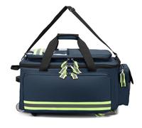 First Responder Bag with Wheels, Large Capacity Emergency Storage Tote, Fire-Retardant Oxford Cloth, Compartments, Adjustable Shoulder Strap, 66cm