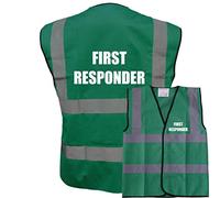 First Responder Green Hi Vis Viz Safety Vest Waistcoat, Reflective High Visibility EN471 BS,