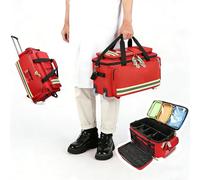 First Responder Rolling Medical Bag - Large Capacity, Fire-Retardant 1800D Oxford Cloth, Empty Trauma Backpack with Compartments for EMT, EMS, Police, Firefighters, Nurses, Doctors