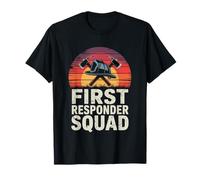 First Responder Squad Fireman Axes Sunset Men Women Tee T-Shirt